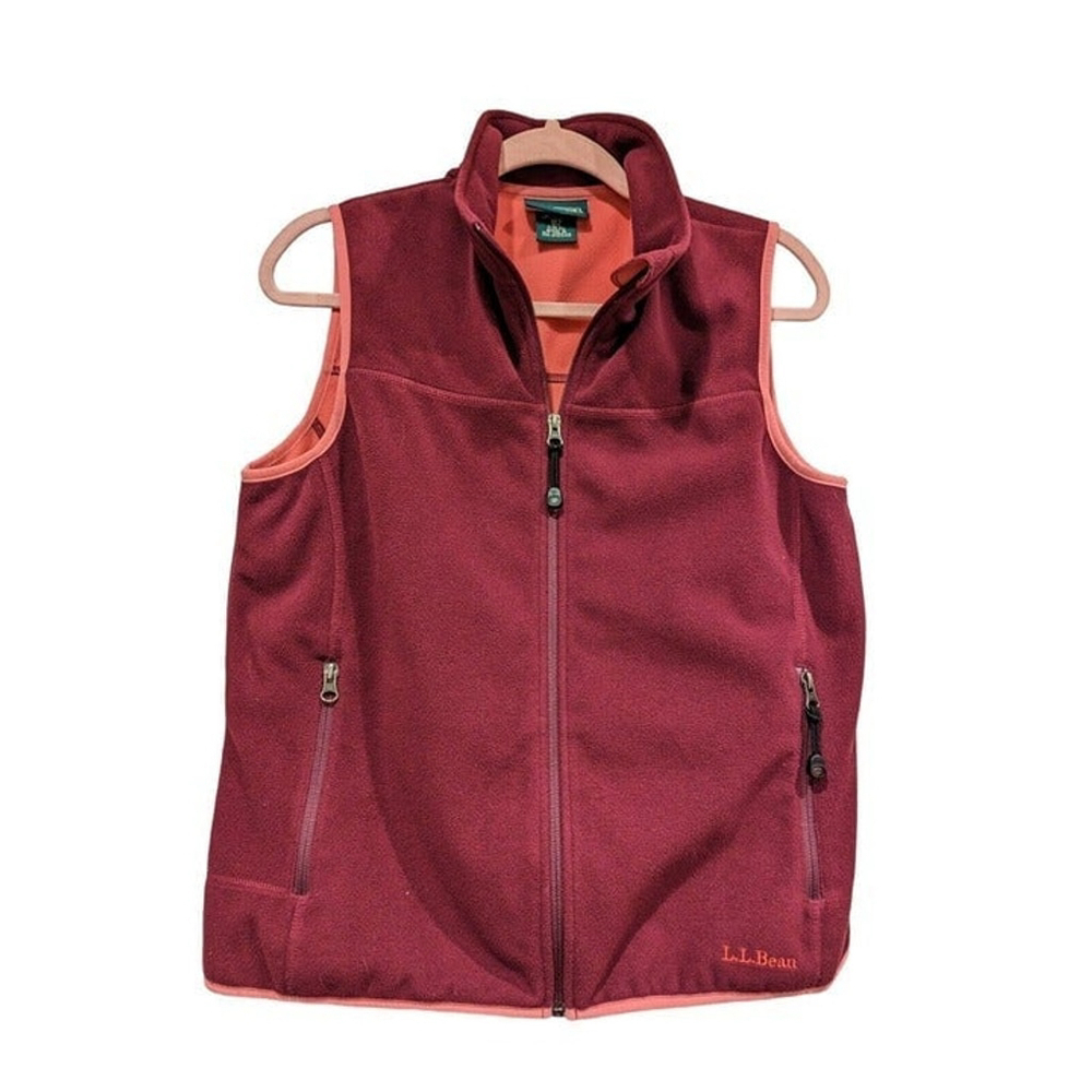 L.L. Bean Polartec Ladies Women's Full Zip Fleece Vest Sz M Pink w/ Pockets